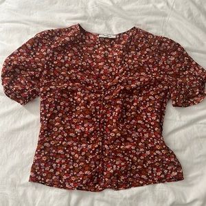 Madewell Silk Button Sleeve Top in Spring Prairie Size 2
